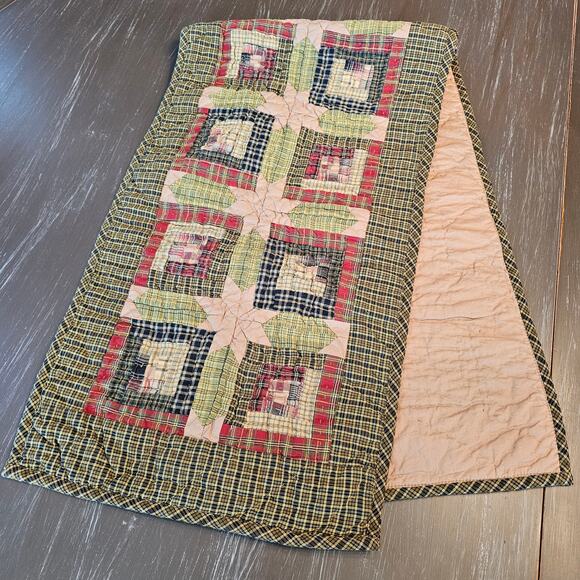 Tea Cabin Quilted Table Runner | VHC Brands Oak & Asher | Rustic Patchwork 14x48 - Picture 1 of 5